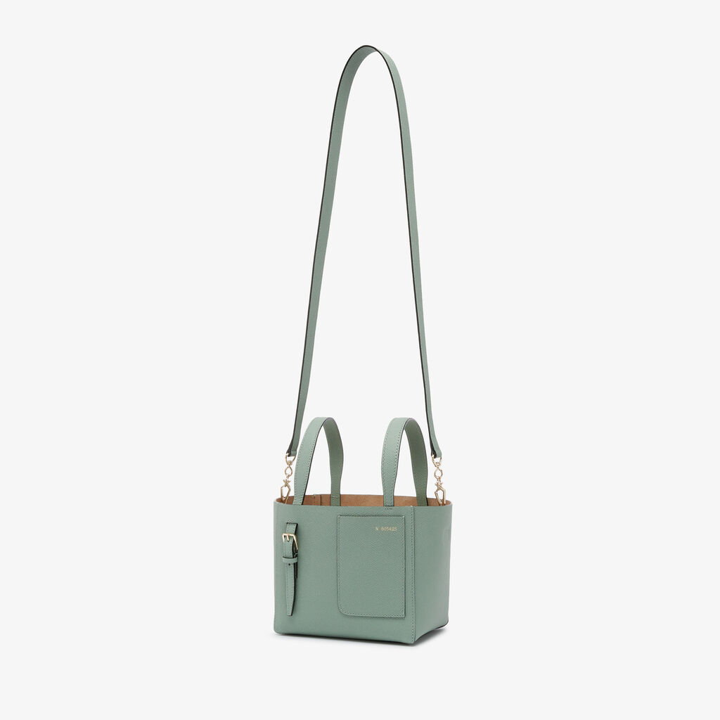 Valextra Borsa a Secchiello Soft Micro | Pelle di vitello Millepunte | Verde Eucalipto | Valextra Novità
