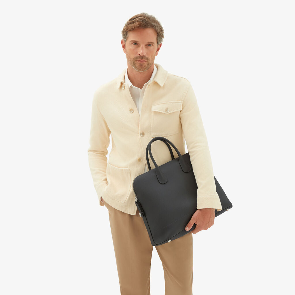 Valextra Tote bag con tracolla in Pelle Grigia | Valextra My Logo Sconto