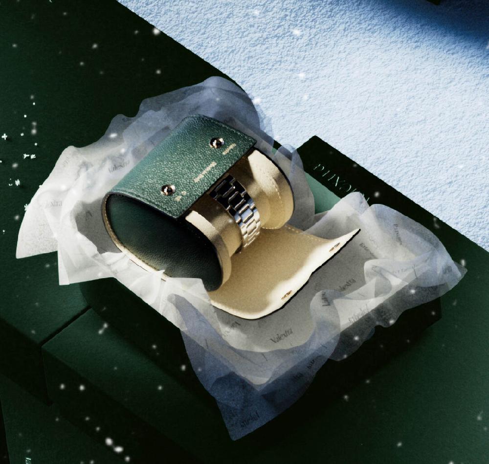 Valextra Porta orologio singolo di Lusso in Pelle Verde | Valextra V-Line Offerta