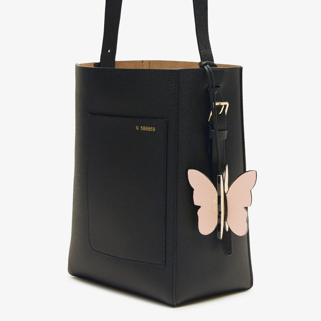Valextra Charm Farfalla | Pelle di vitello Millepunte | Rosa Bonne Mine/Gallo Crema/Nero | Valextra Online