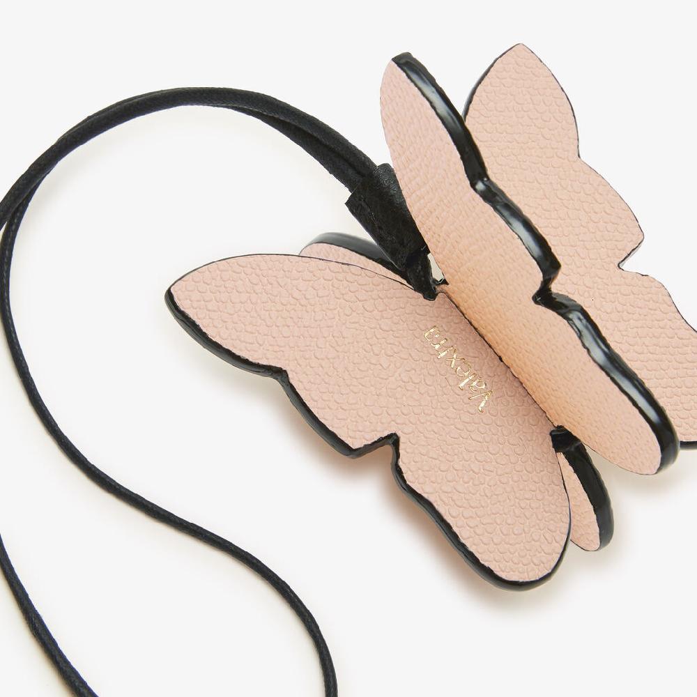 Valextra Charm Farfalla | Pelle di vitello Millepunte | Rosa Bonne Mine/Gallo Crema/Nero | Valextra Online