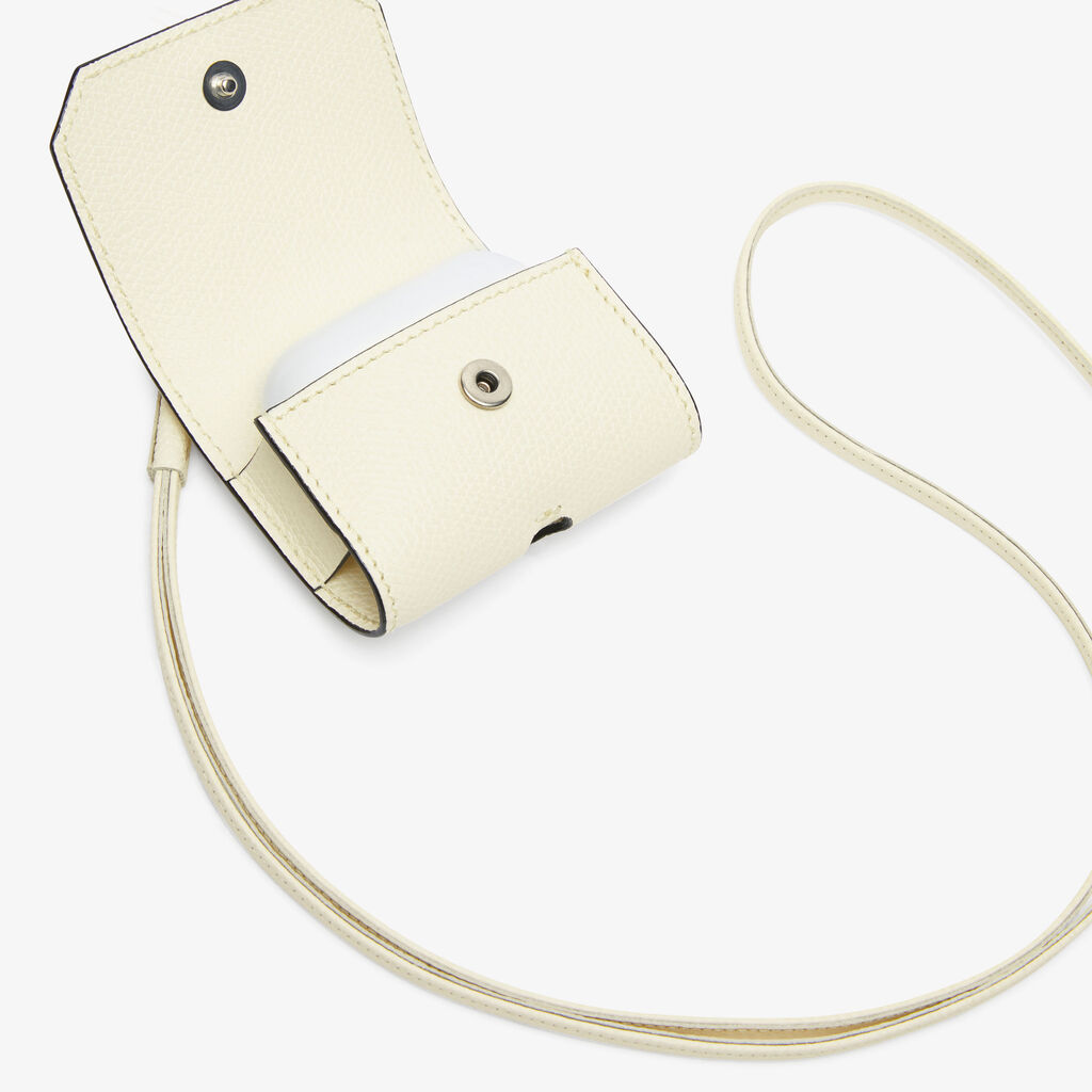 Valextra Porta Airpods Pro con Tracolla in Pelle Bianca | Valextra Vendita Economica