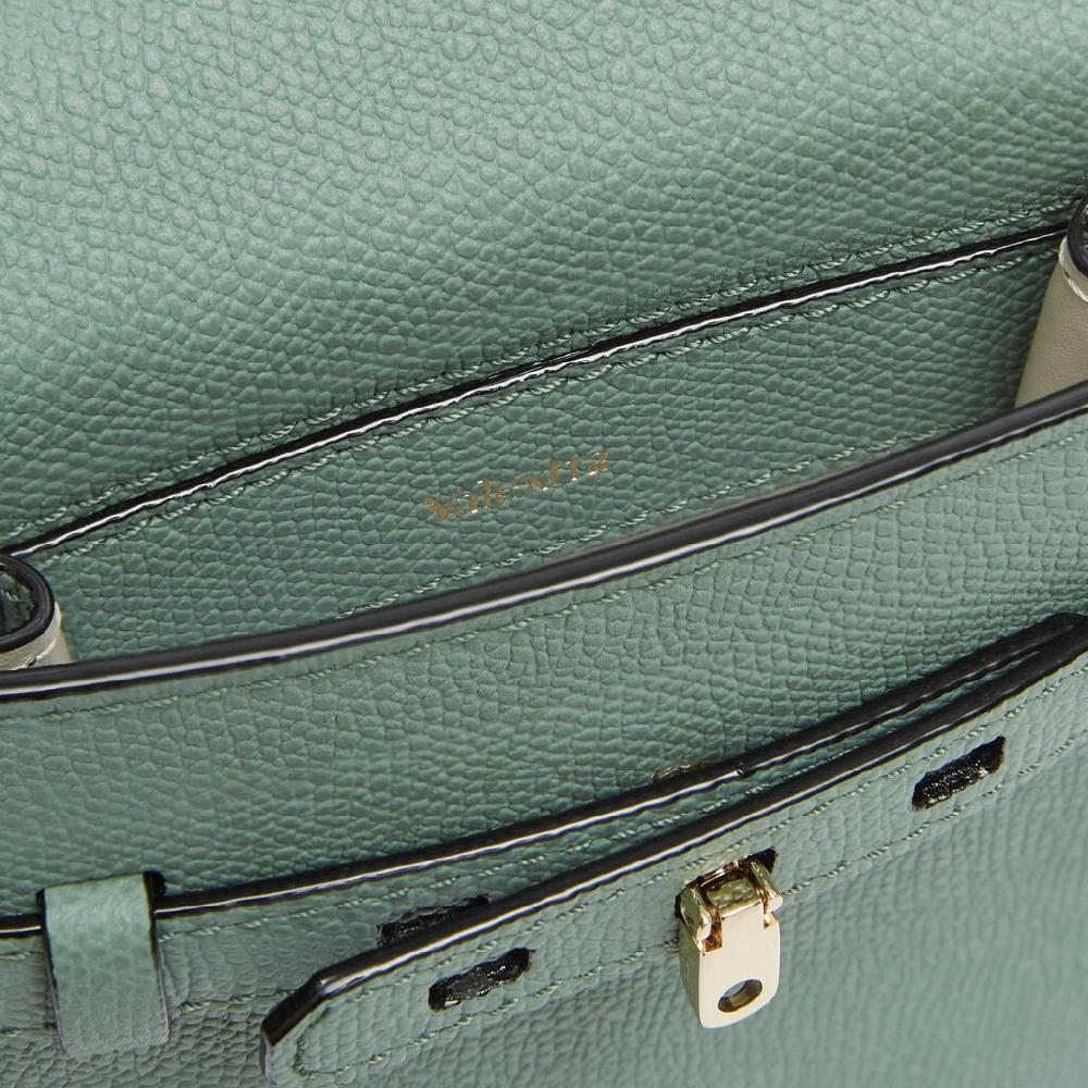 Valextra Borsa a Tracolla Brera B-Tracollina Slim Micro | Pelle di vitello Millepunte | Verde Eucalipto | Valextra Saldi Di Fabbrica