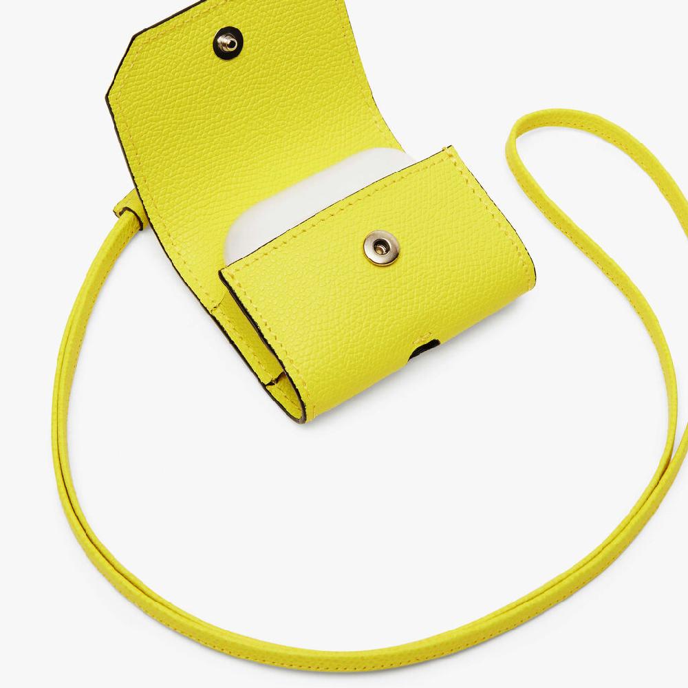 Valextra Porta Airpods Pro con Tracolla in Pelle Gialla Lime | Valextra I Più Venduti