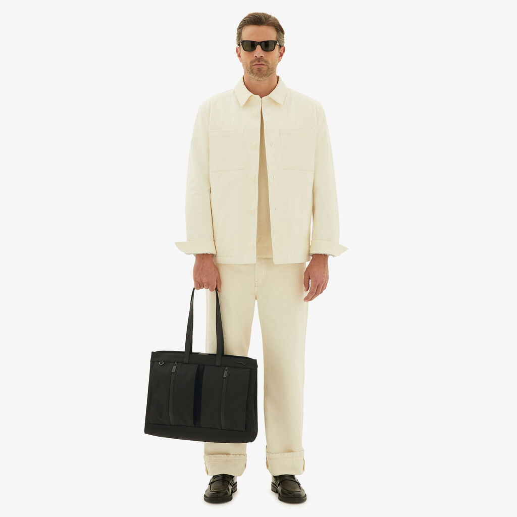 Valextra Borsa shopping in Nylon rigenerato e Pelle Nera | Valextra Vendite Flash