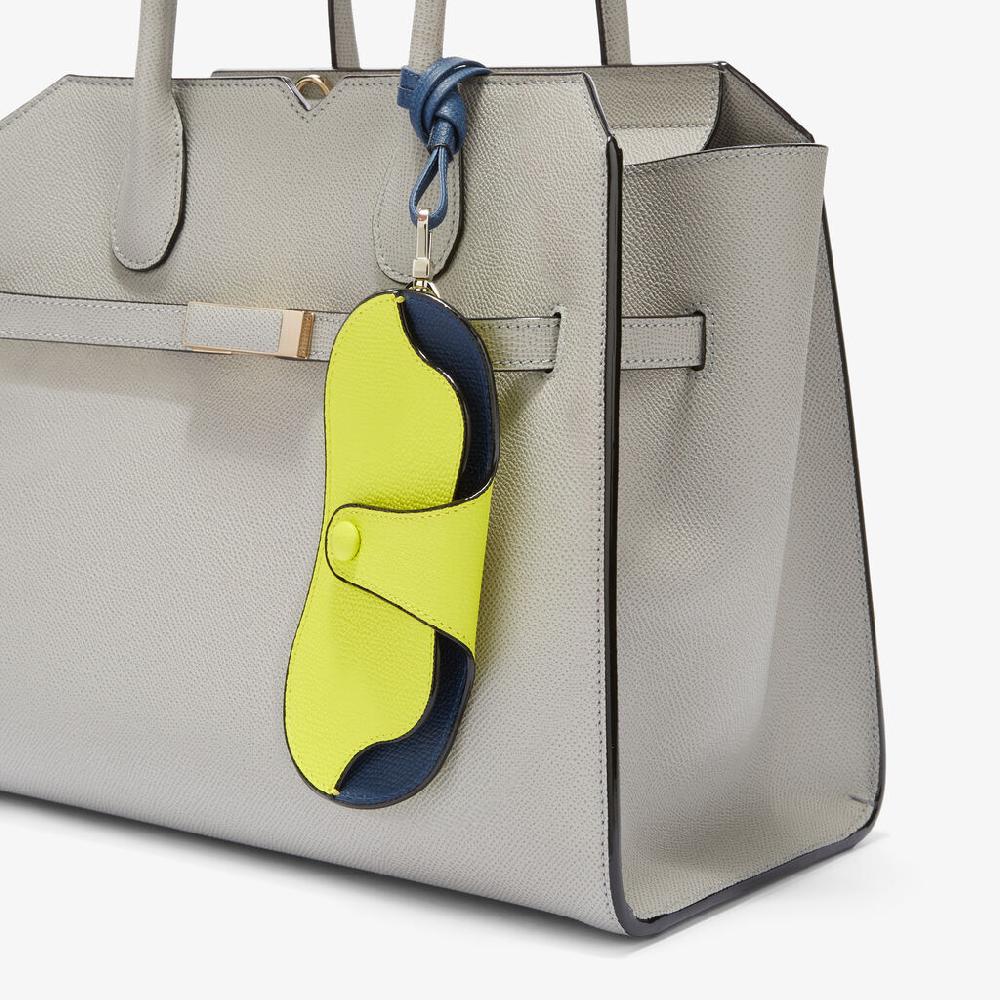 Valextra Custodia occhiali di Lusso in Pelle Gialla lime e Blu | Valextra Negozio