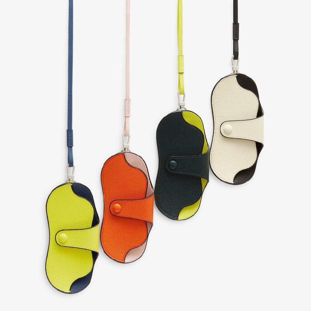 Valextra Custodia occhiali di Lusso in Pelle Gialla lime e Blu | Valextra Negozio