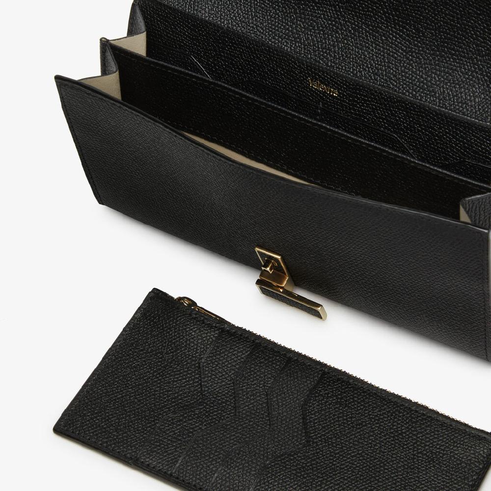 Valextra Portafoglio grande con catena tracolla in Pelle Nera | Valextra Iside In Saldo