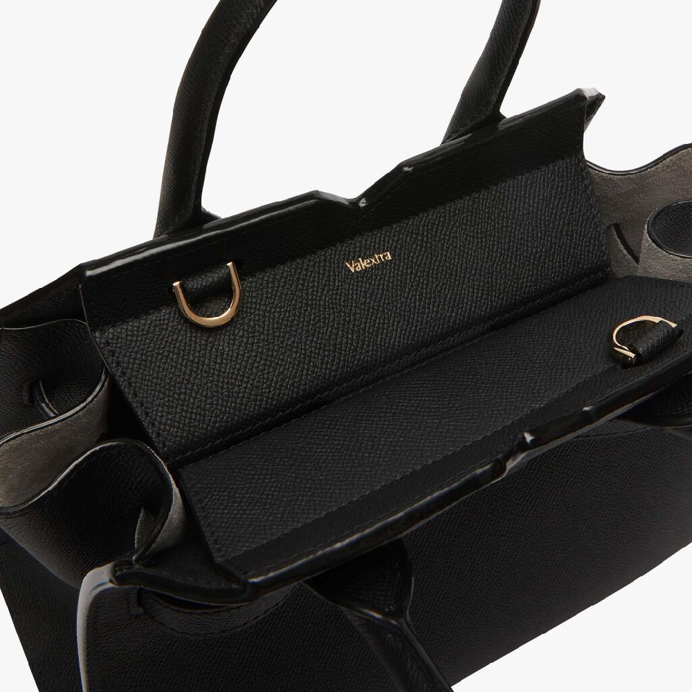 Valextra Borsetta a mano da Donna in Pelle Nera di Lusso | Valextra Italy