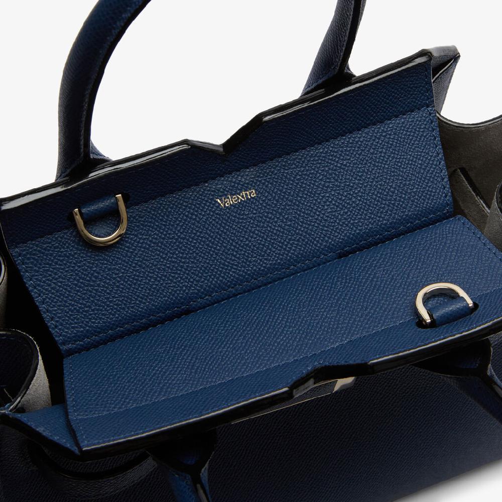 Valextra Borsa due manici da Donna di Lusso in Pelle Blu Zaffiro | Valextra In Linea