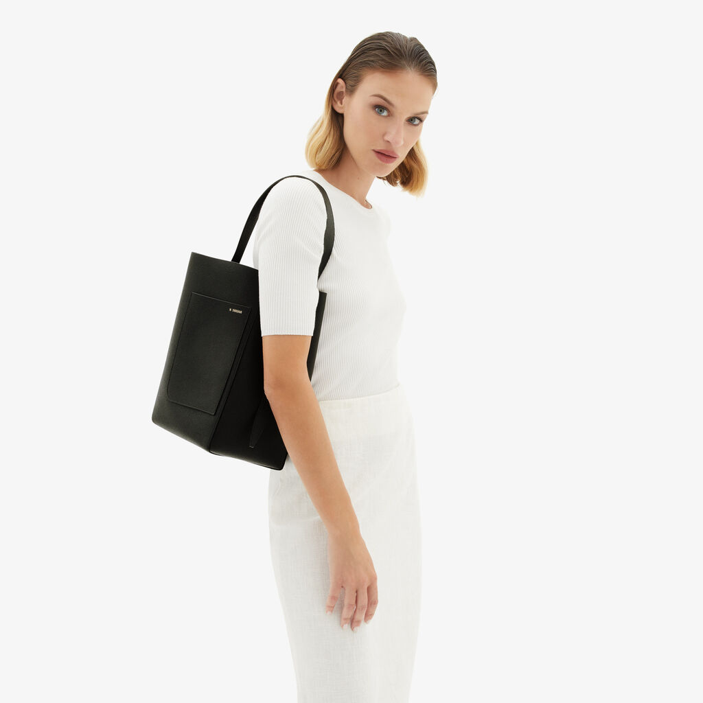 Valextra Borsa a secchiello da Donna in Media Pelle Nera | Valextra Soft Nuovo