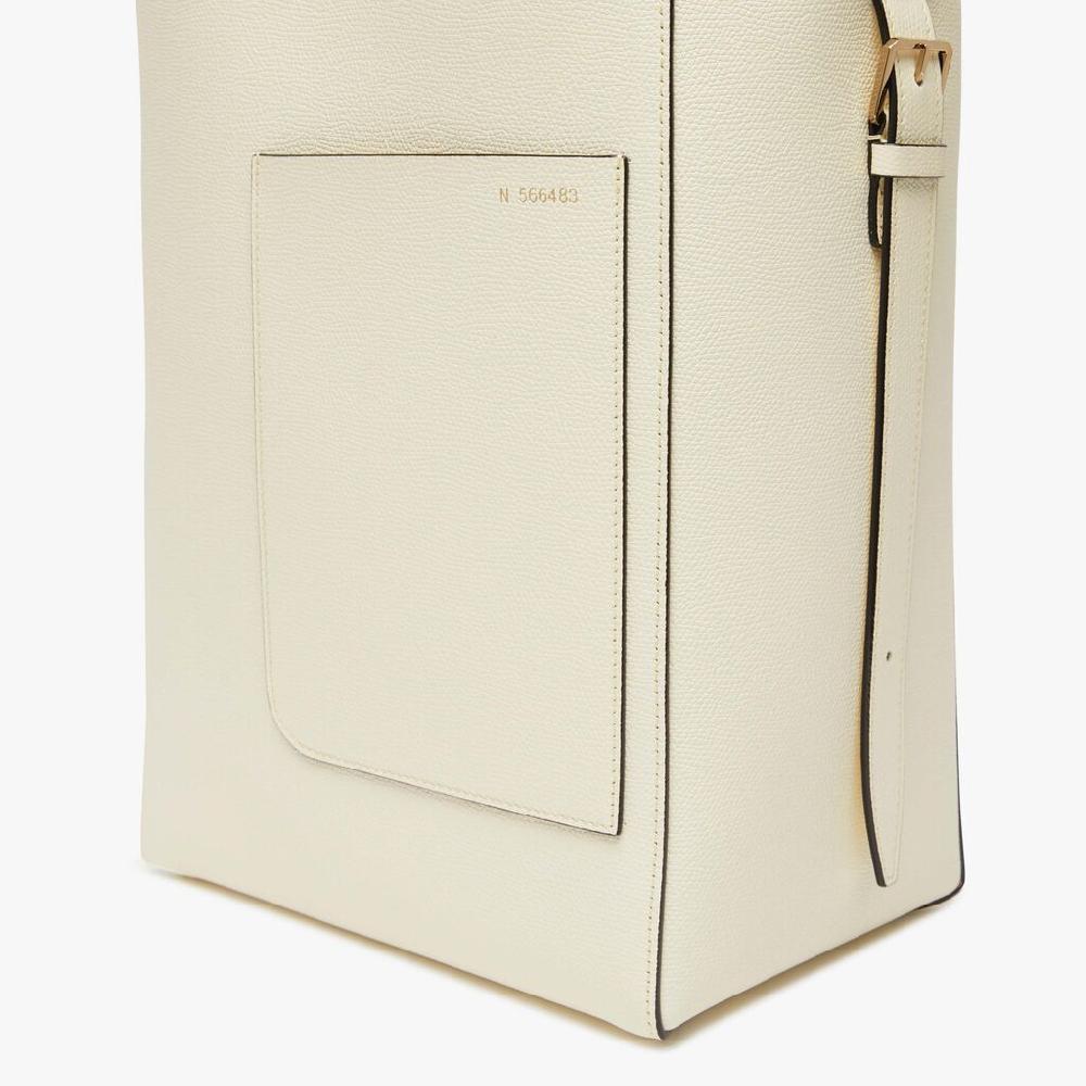 Valextra Borsa a secchiello da Donna Media in Pelle Bianca | Valextra Soft Vendita