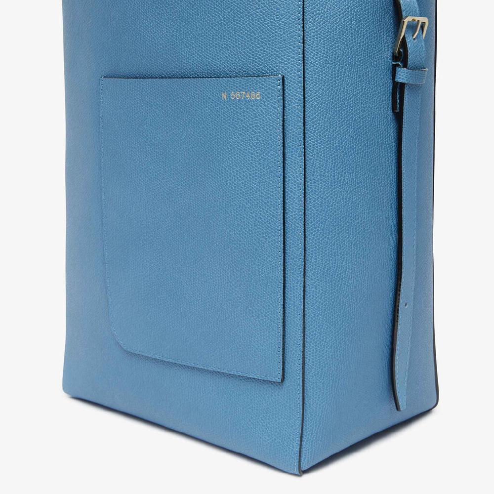 Valextra Borsa a secchiello da Donna Media in Pelle Azzurra | Valextra Soft Promozione