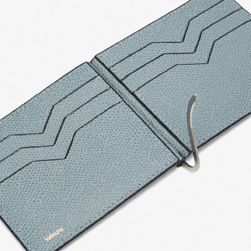 Valextra Portafoglio con fermasoldi in Pelle Azzurra cerulea | Valextra Milano Liquidazione