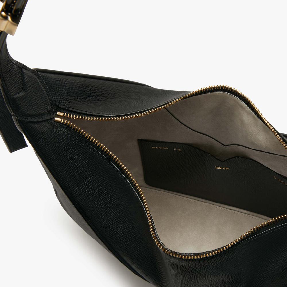Valextra Borsa a tracolla hobo da Donna in Pelle Nera | Valextra Vivi Sconto