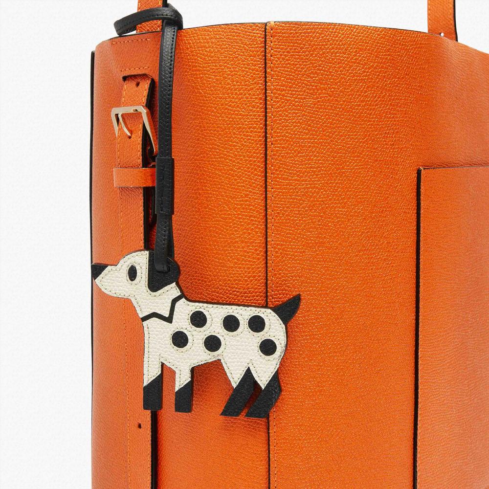 Valextra Charm cagnolino di Lusso in Pelle Bianca e Nera | Valextra Offerta