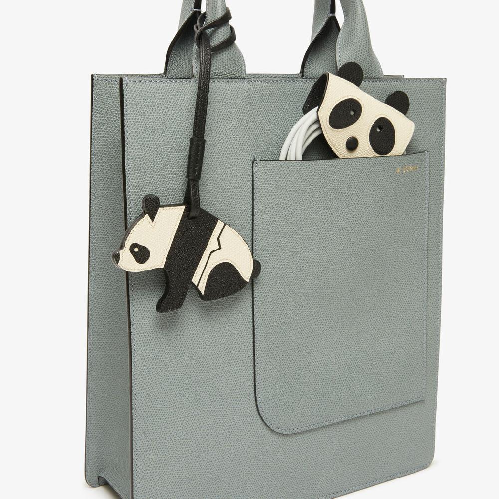 Valextra Charm per borsa Panda in Pelle Bianca e Nera | Valextra Online