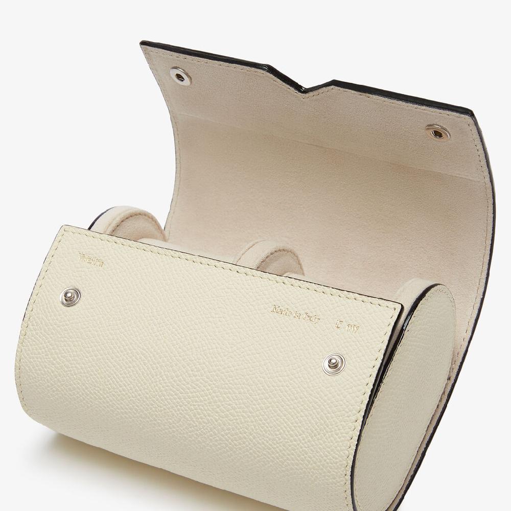 Valextra Porta orologio doppio da Donna in Pelle Bianca | Valextra V-Line In Vendita