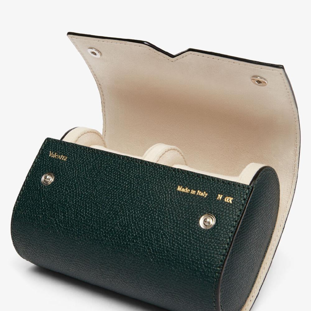Valextra Porta orologio doppio di Lusso in Pelle Verde | Valextra V-Line Saldi