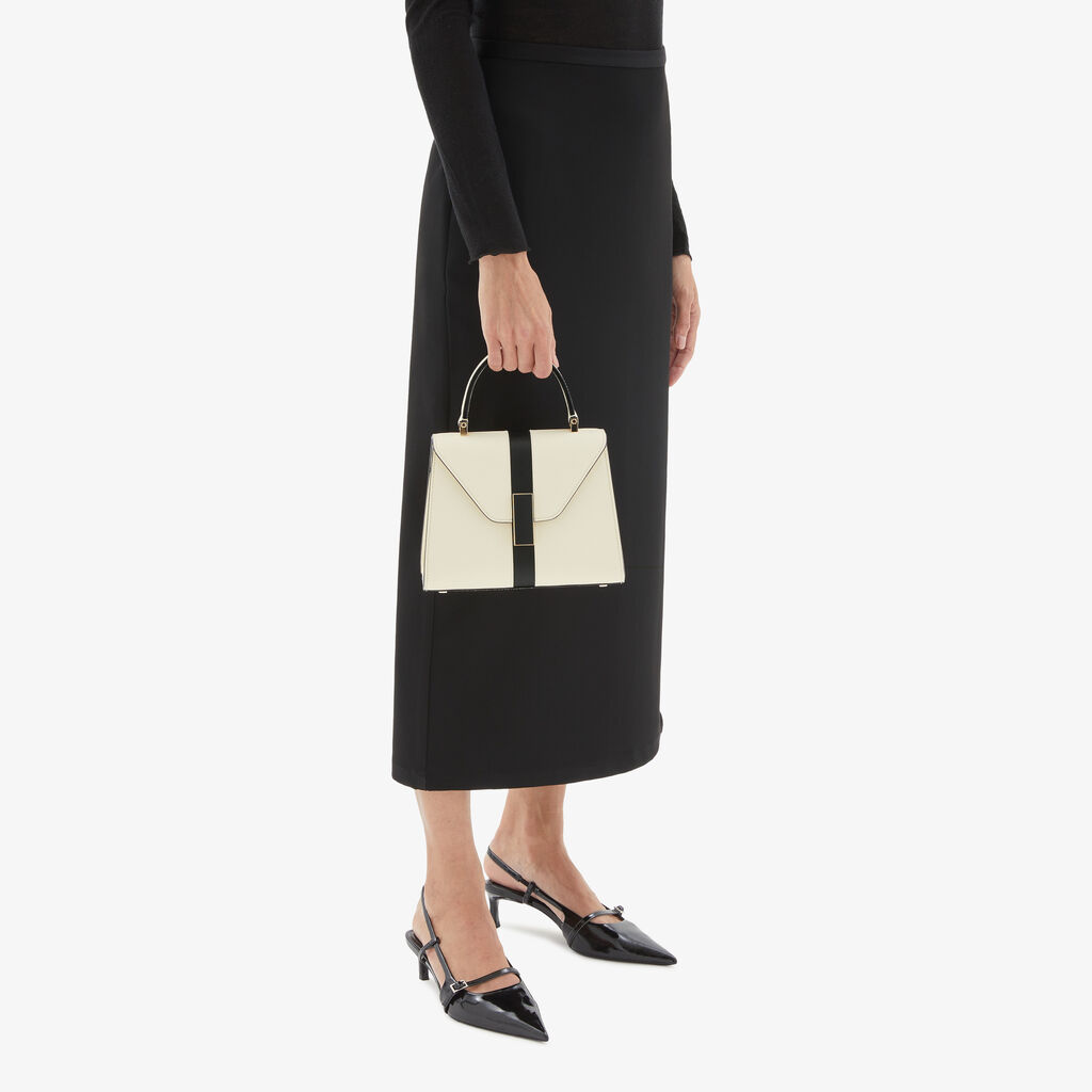 Valextra Borsa a mano Donna Lusso Pelle Bianca e Nera | Valextra Iside Offerte
