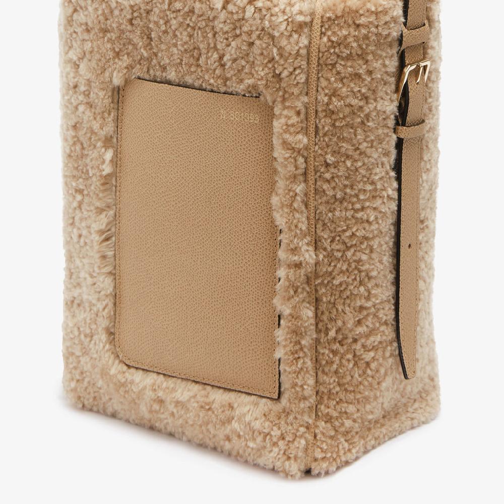 Valextra Borsa a secchiello da Donna Mini Shearling Beige | Valextra Soft I Più Venduti