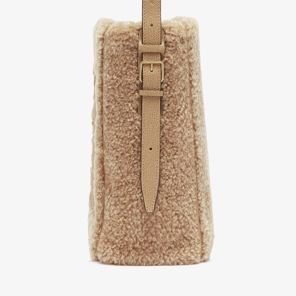 Valextra Borsa a secchiello da Donna Mini Shearling Beige | Valextra Soft I Più Venduti