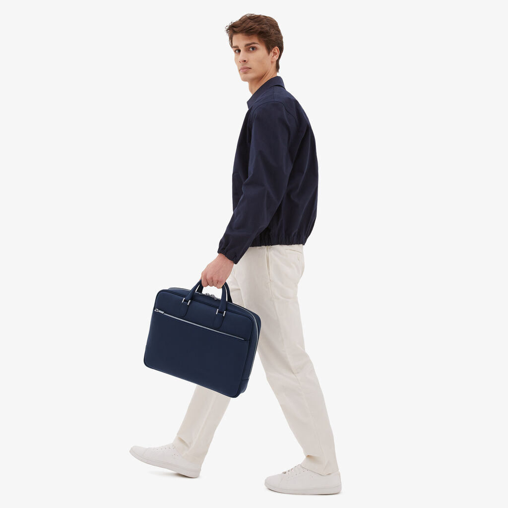 Valextra Borsa business Media in Pelle Blu | Valextra Avietta Nuova