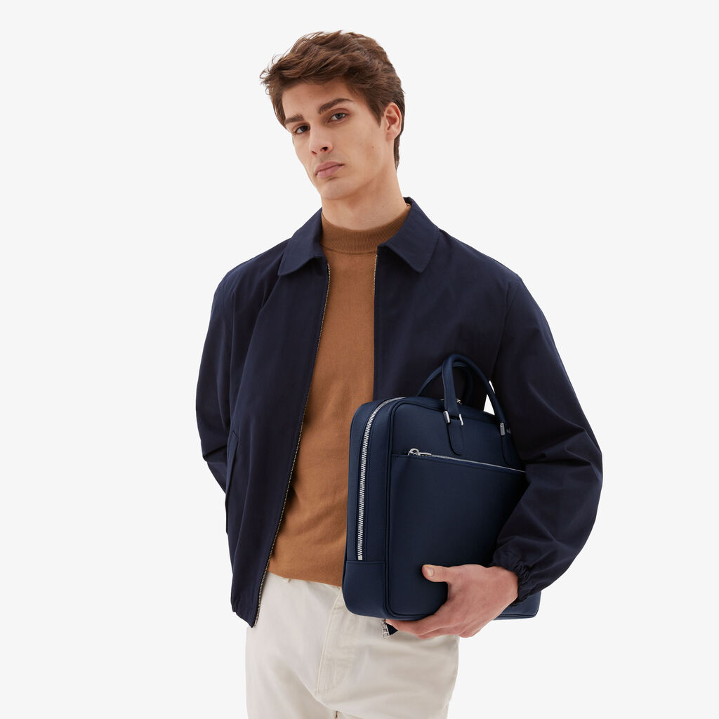 Valextra Borsa business Media in Pelle Blu | Valextra Avietta Nuova