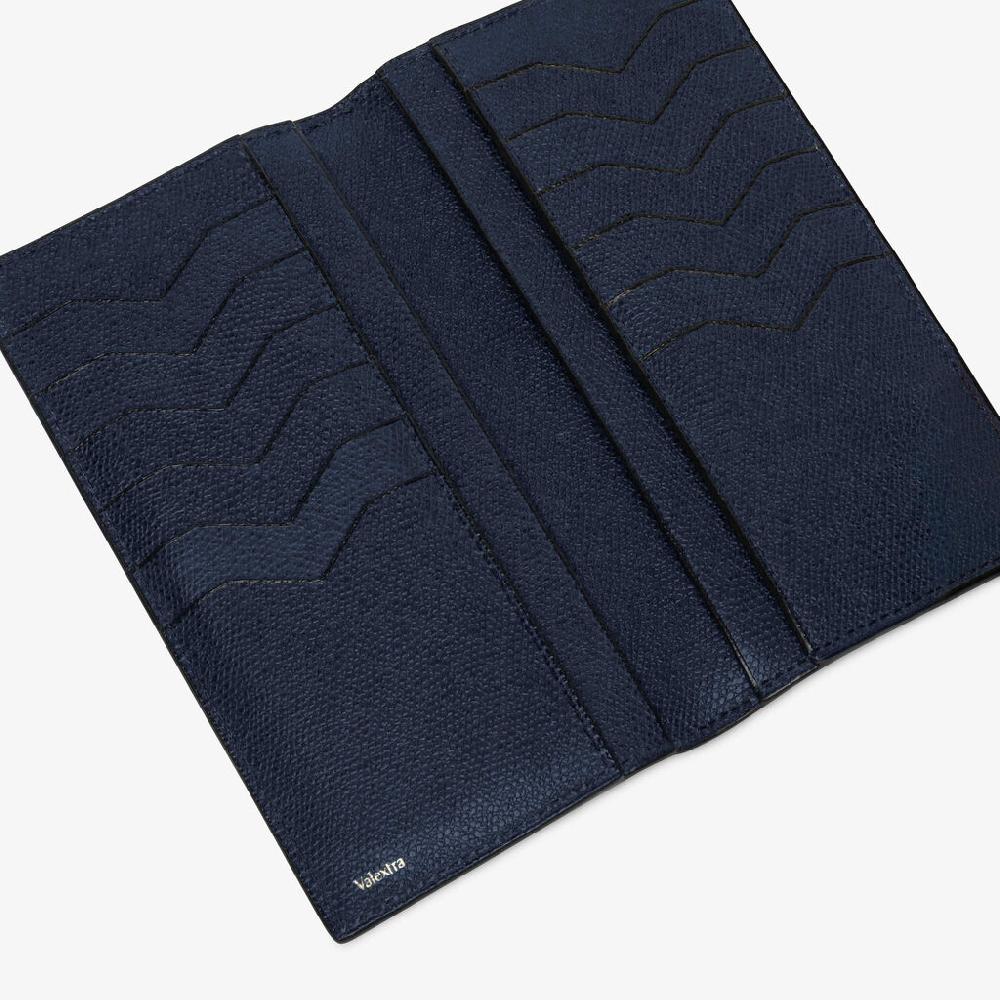 Valextra Portafoglio verticale bifold di Lusso in Pelle Blu | Valextra 2025