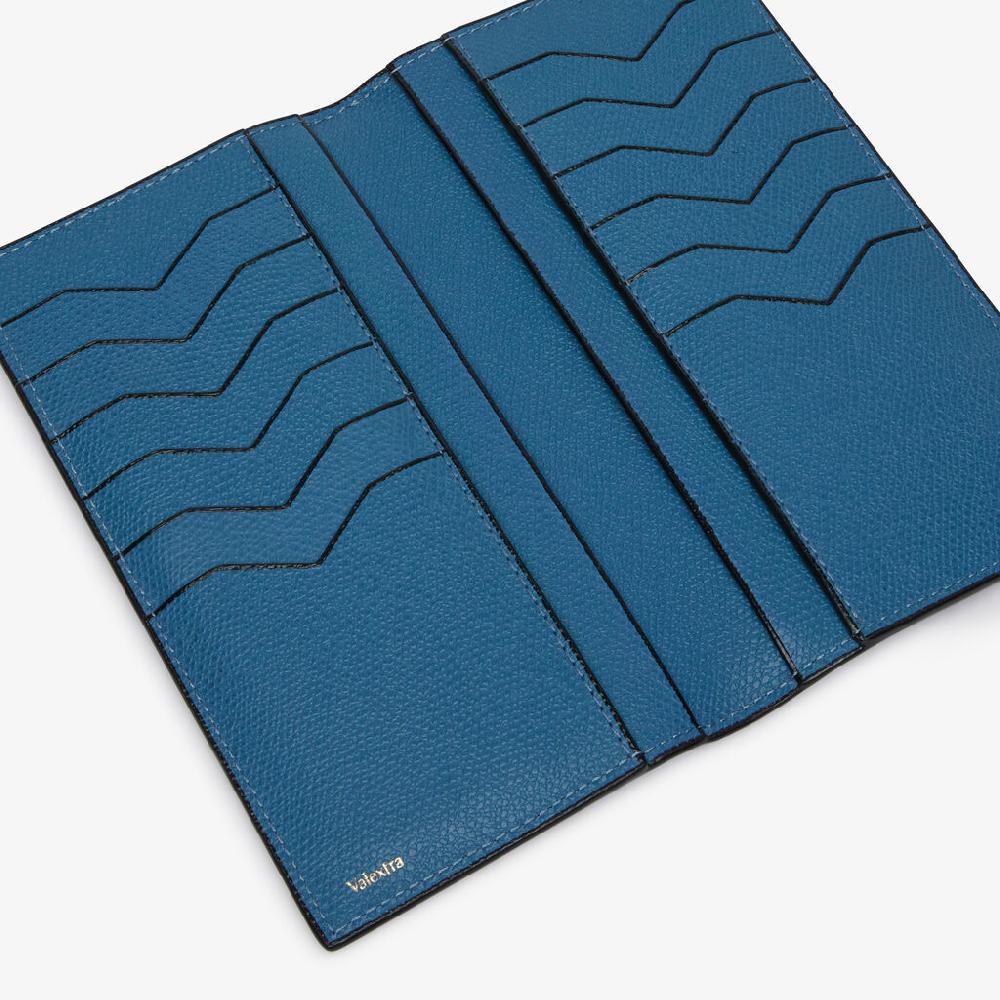 Valextra Portafoglio verticale bifold in Pelle Blu Cobalto | Valextra Italia