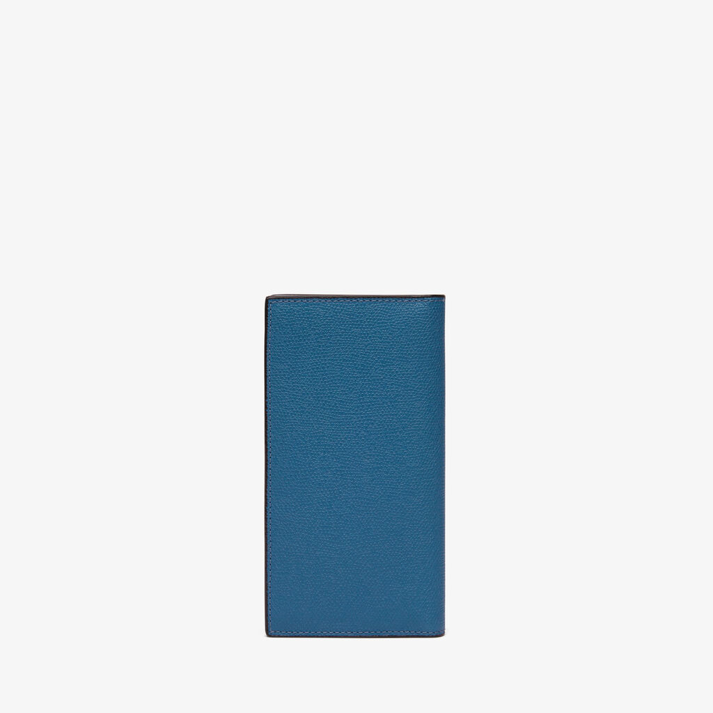 Valextra Portafoglio verticale bifold in Pelle Blu Cobalto | Valextra Italia
