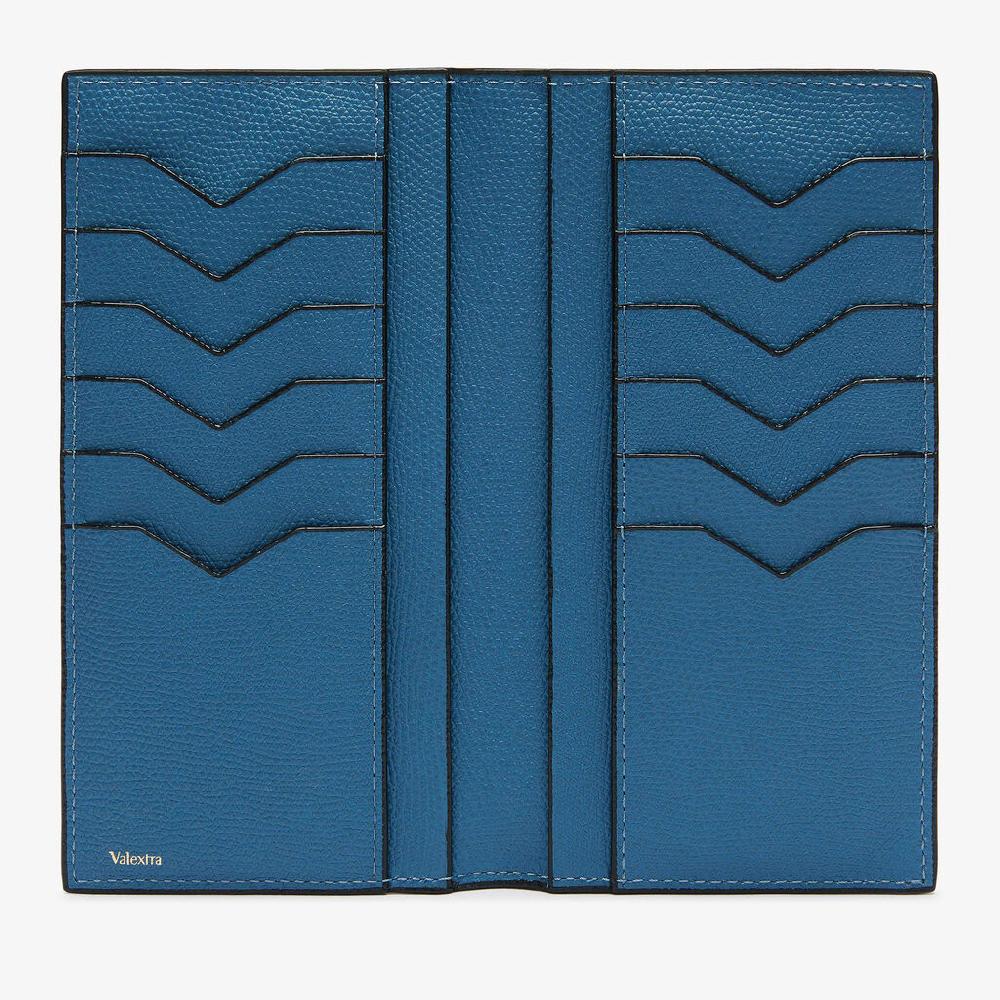 Valextra Portafoglio verticale bifold in Pelle Blu Cobalto | Valextra Italia