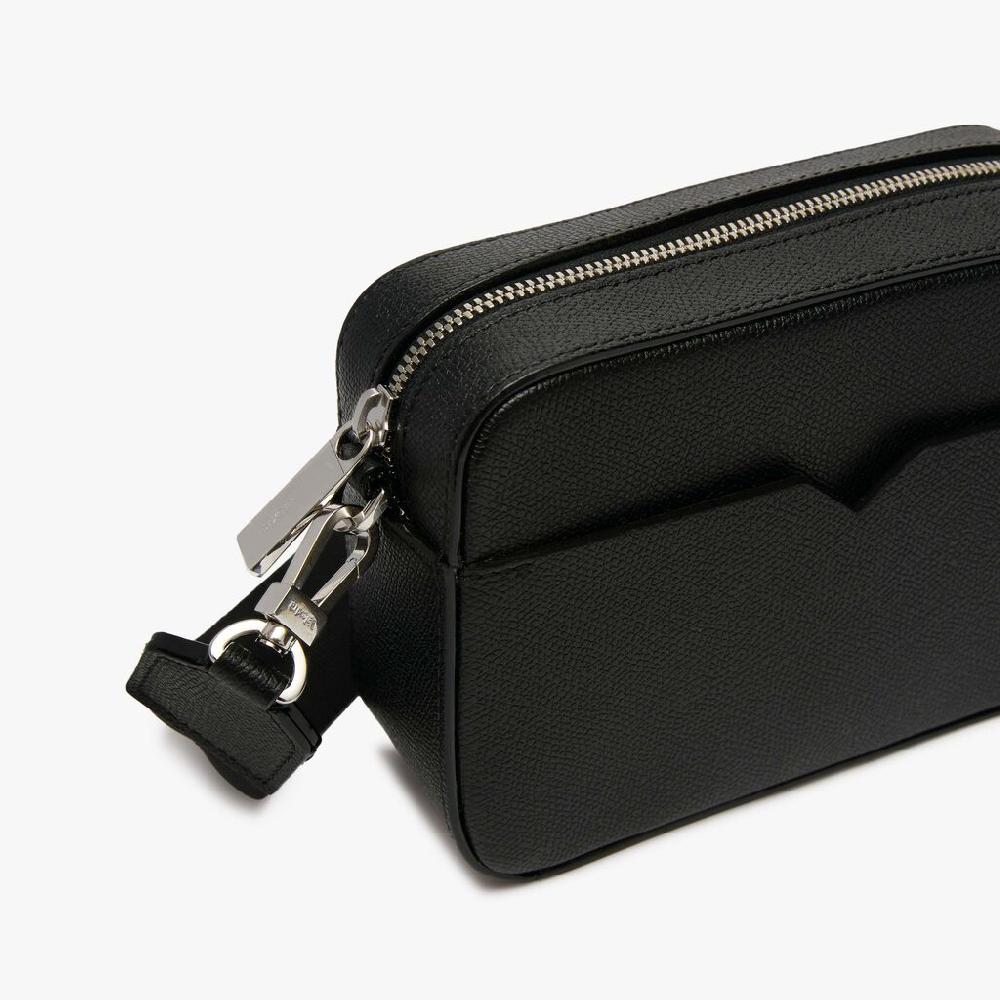 Valextra Borsa a tracolla da Uomo di Lusso Pelle Nera | Valextra V-Line 2025