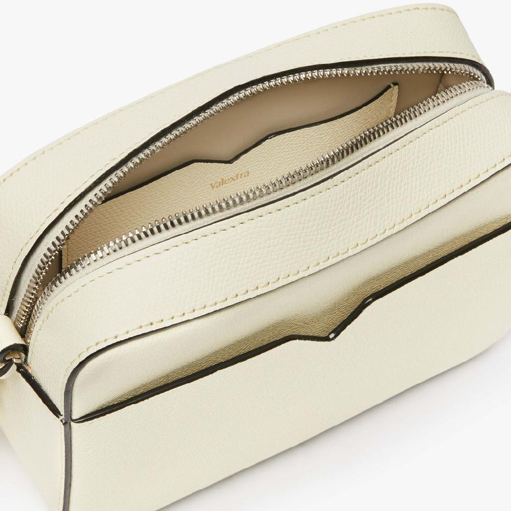 Valextra Borsa a tracolla da Uomo di Lusso in Pelle Bianca | Valextra V-Line In Linea