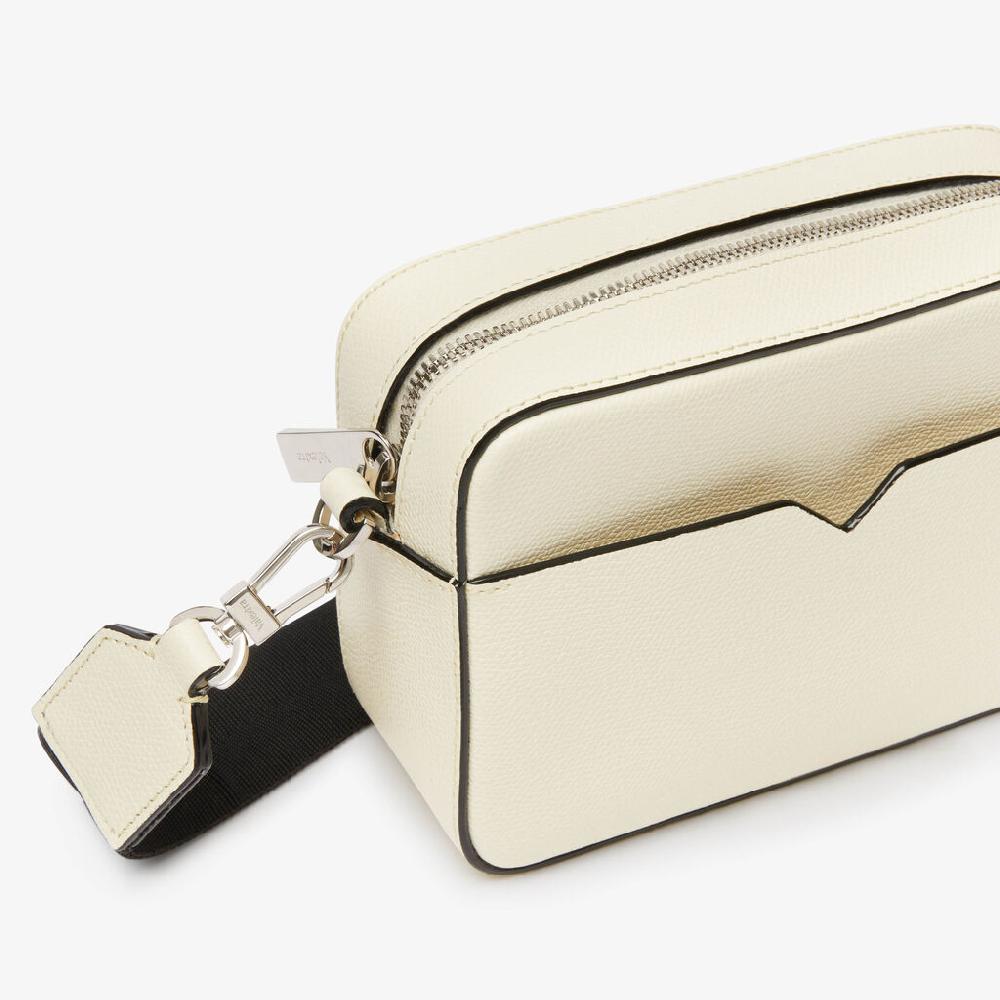 Valextra Borsa a tracolla da Uomo di Lusso in Pelle Bianca | Valextra V-Line In Linea