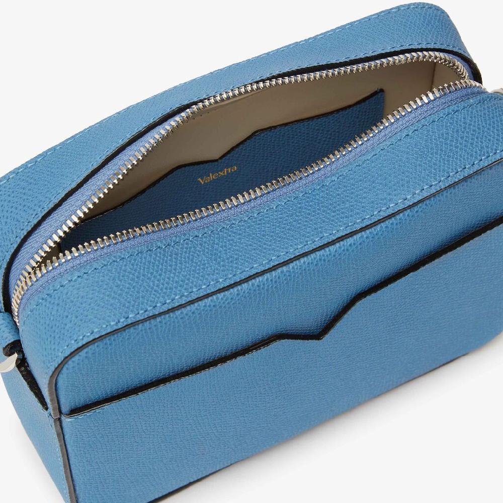 Valextra Borsa a tracolla Uomo di Lusso in Pelle Azzurra | Valextra V-Line Nuovo