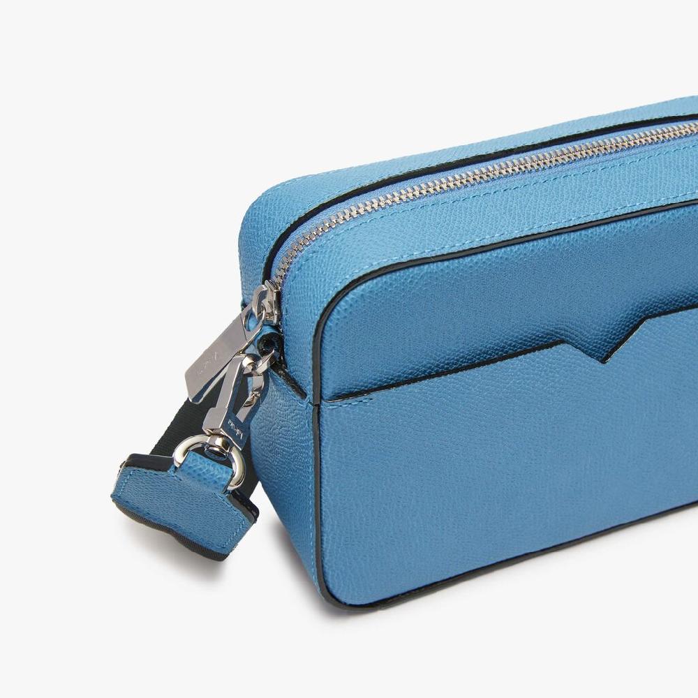 Valextra Borsa a tracolla Uomo di Lusso in Pelle Azzurra | Valextra V-Line Nuovo