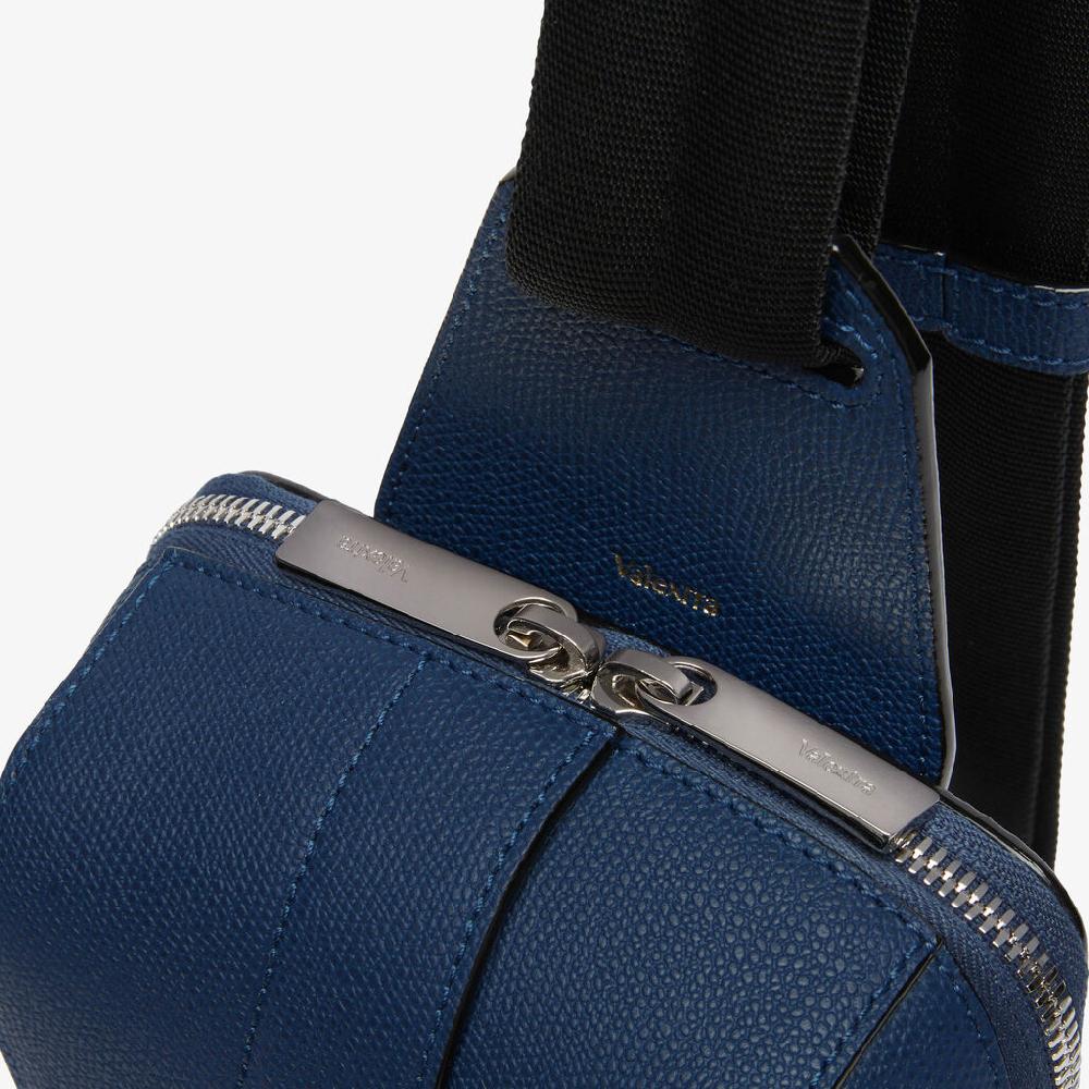 Valextra Zaino monospalla Uomo in Pelle Blu Zaffiro | Valextra V-Line Qualità