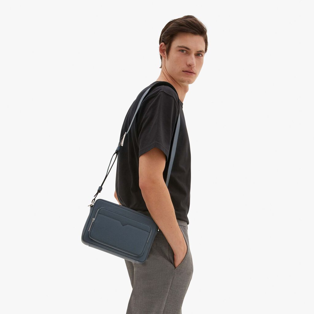 Valextra Borsa compatta da Uomo in Pelle Grigia | Valextra V-Line Spedizione Gratuita