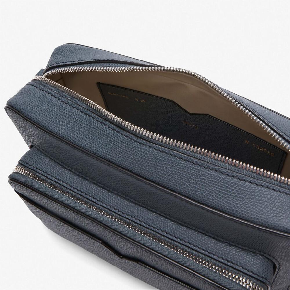 Valextra Borsa compatta da Uomo in Pelle Grigia | Valextra V-Line Spedizione Gratuita