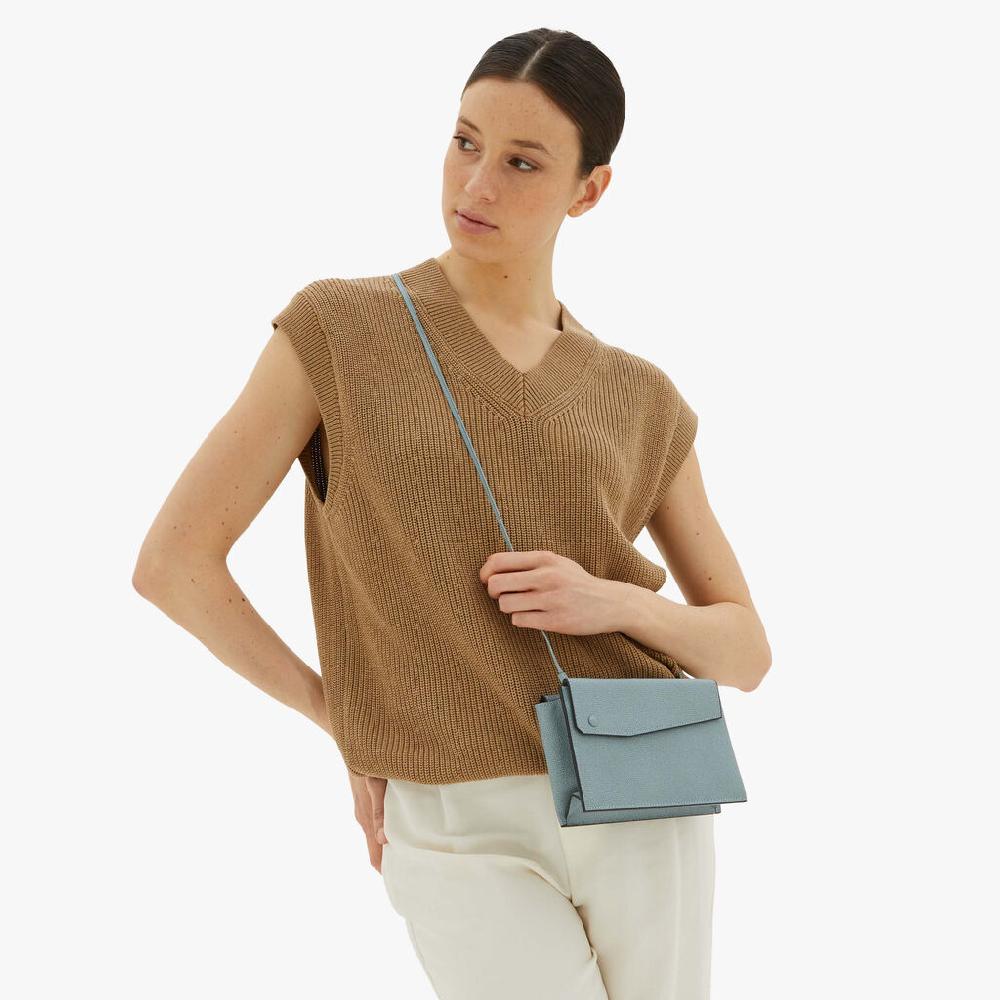Valextra Borsetta piccola Mini in Pelle Blu | Valextra Pocket Qualità Garantita