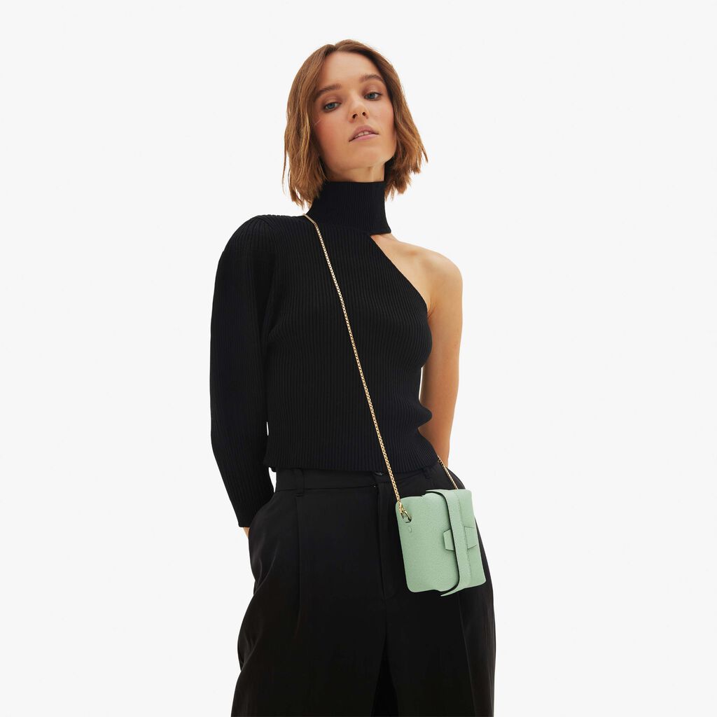 Valextra Borsa a tracolla Nano in Pelle Verde Acqua | Valextra Tric Trac Promozione Limitata