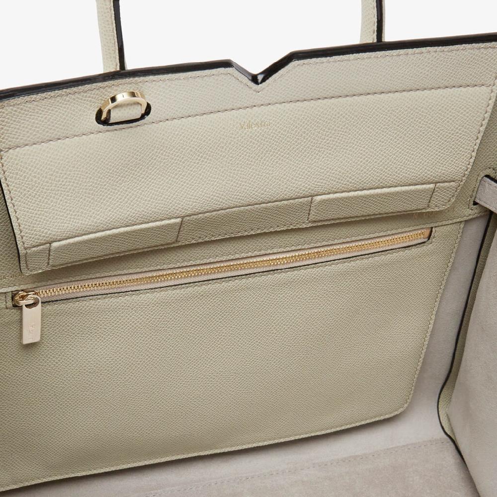 Valextra Borsa A Due Manici Milano Media | Pelle di vitello Millepunte Soft | Grigio Lino | Valextra Convenienza