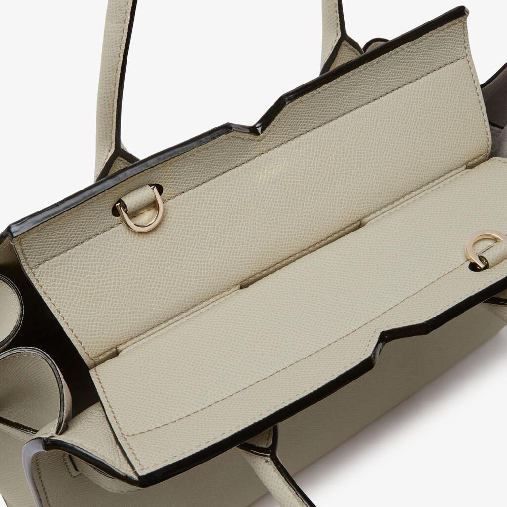 Valextra Borsa A Due Manici Milano Media | Pelle di vitello Millepunte Soft | Grigio Lino | Valextra Convenienza