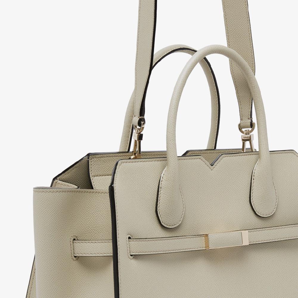 Valextra Borsa A Due Manici Milano Media | Pelle di vitello Millepunte Soft | Grigio Lino | Valextra Convenienza