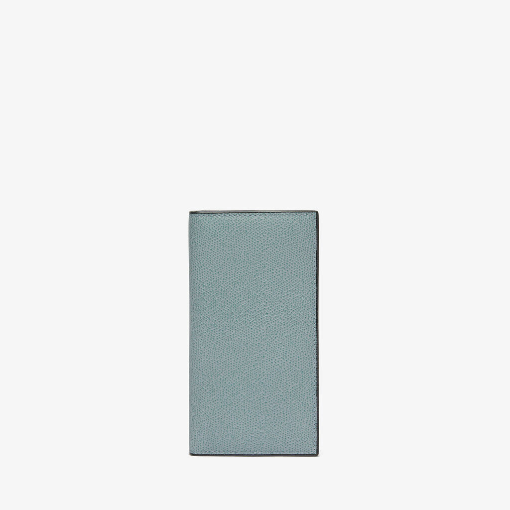 Valextra Portafoglio verticale bifold in Pelle Azzurra cerulea | Valextra