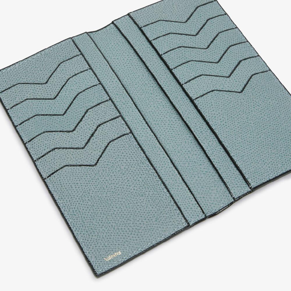 Valextra Portafoglio verticale bifold in Pelle Azzurra cerulea | Valextra In Vendita