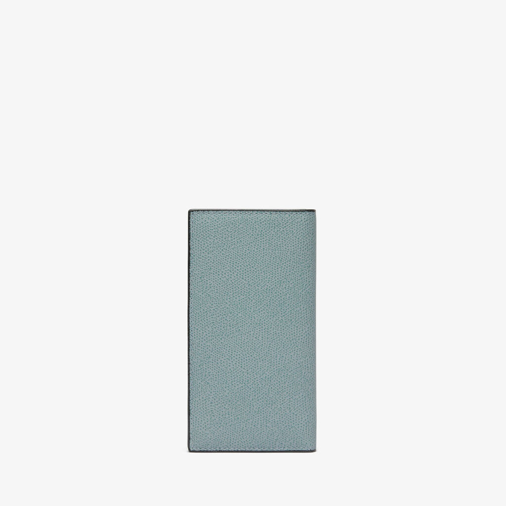 Valextra Portafoglio verticale bifold in Pelle Azzurra cerulea | Valextra In Vendita