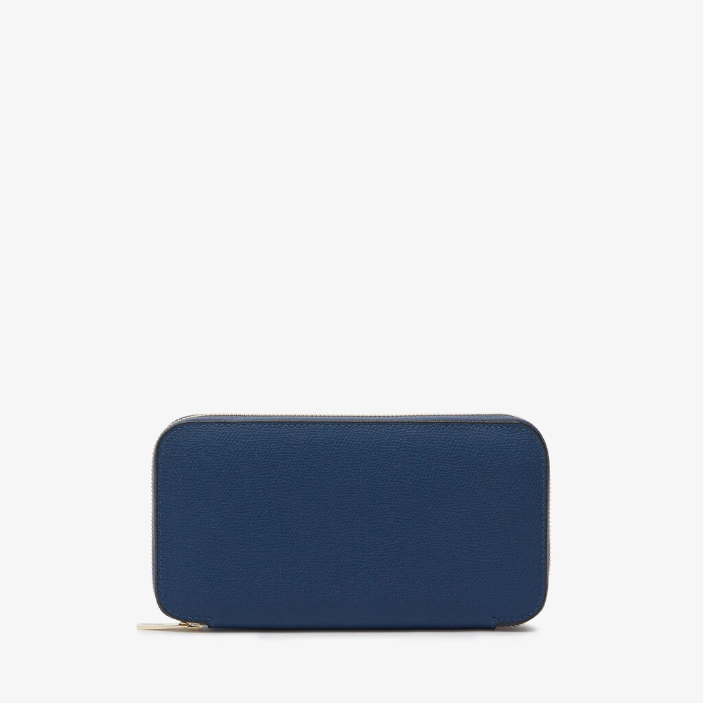 Valextra Portafoglio da Uomo in Pelle Blu Zaffiro | Valextra Zip Around Nuova