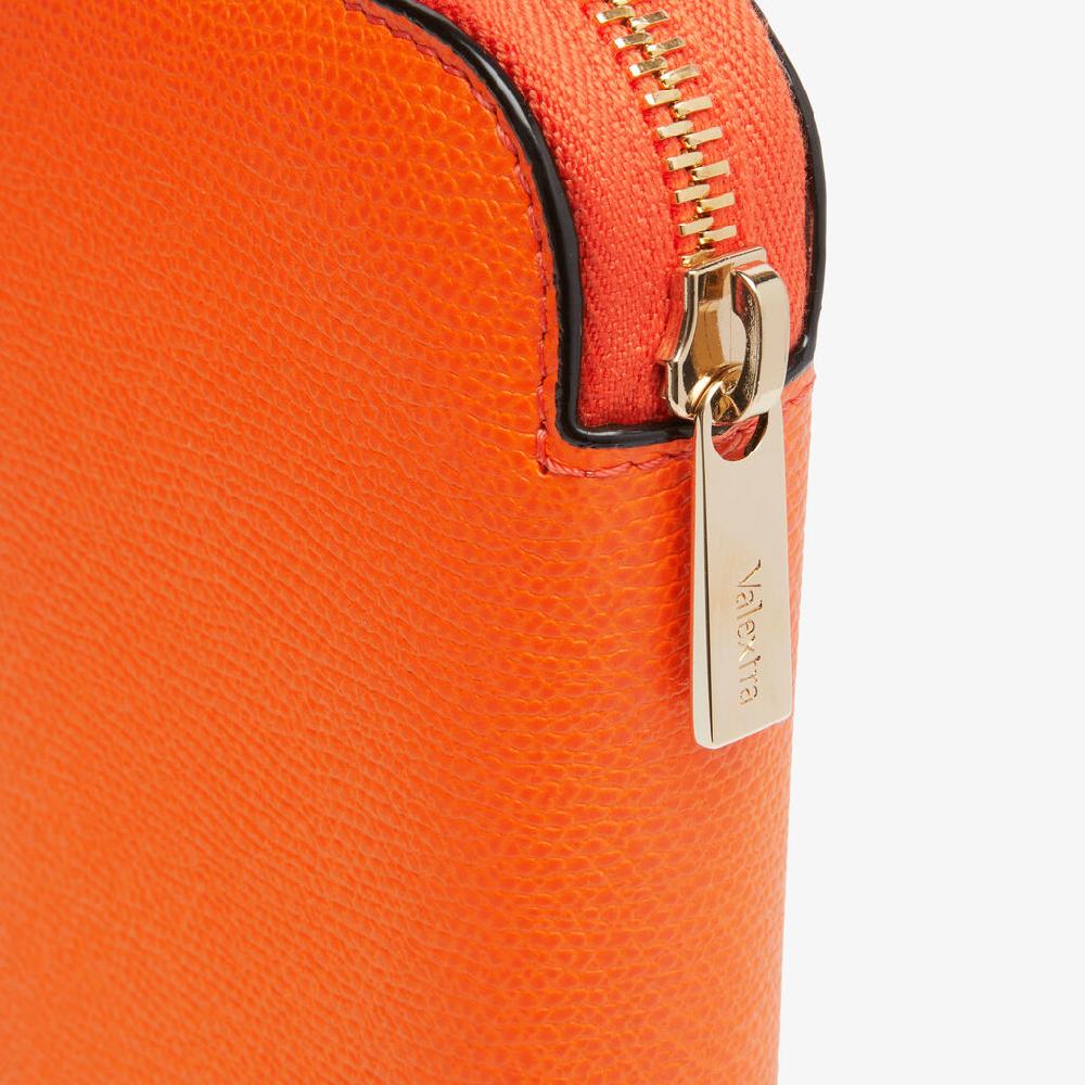 Valextra Portafoglio da Donna in Pelle Arancione | Valextra Zip Around Moda